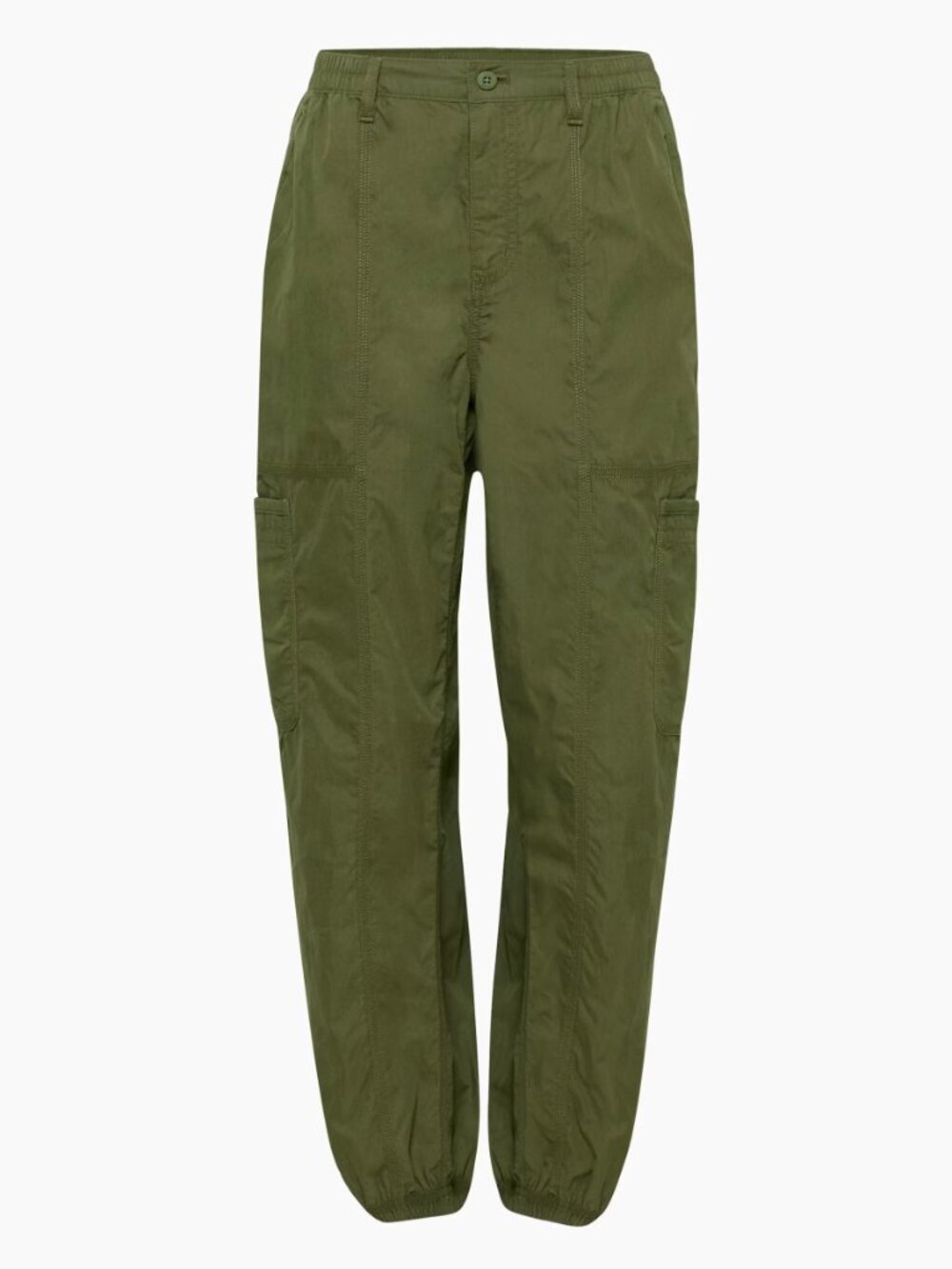 Aritzia TNA Explore Fatigue Green Cotton Twill Cargo Parachute Pants, Size XL